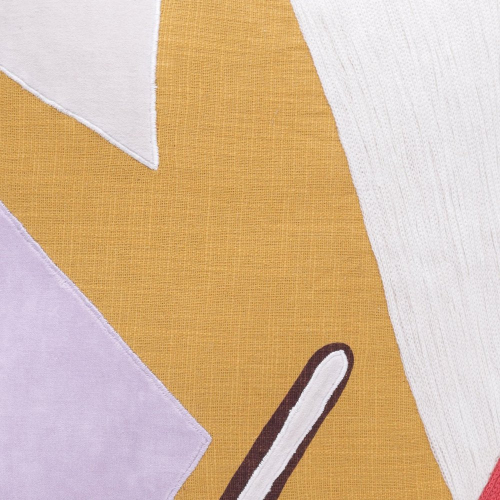 20" Ochre Lilac And White Abstract Cotton Throw Pillow Cover