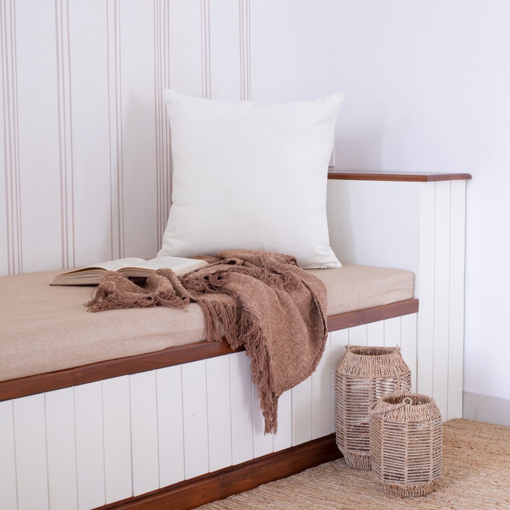 20" Ivory Cotton Throw Pillow Cover