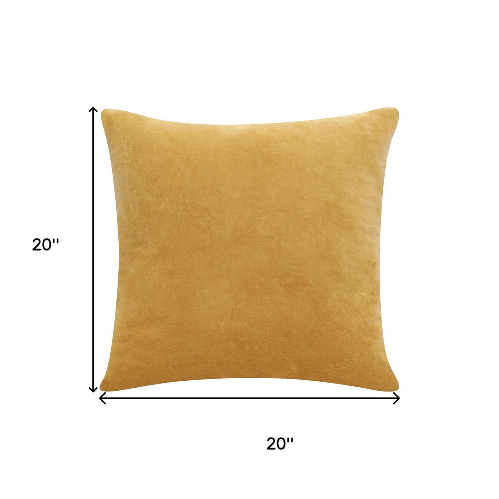 20" Yellow Cotton Throw Pillow Cover