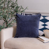 20" Blue Cotton Throw Pillow Cover