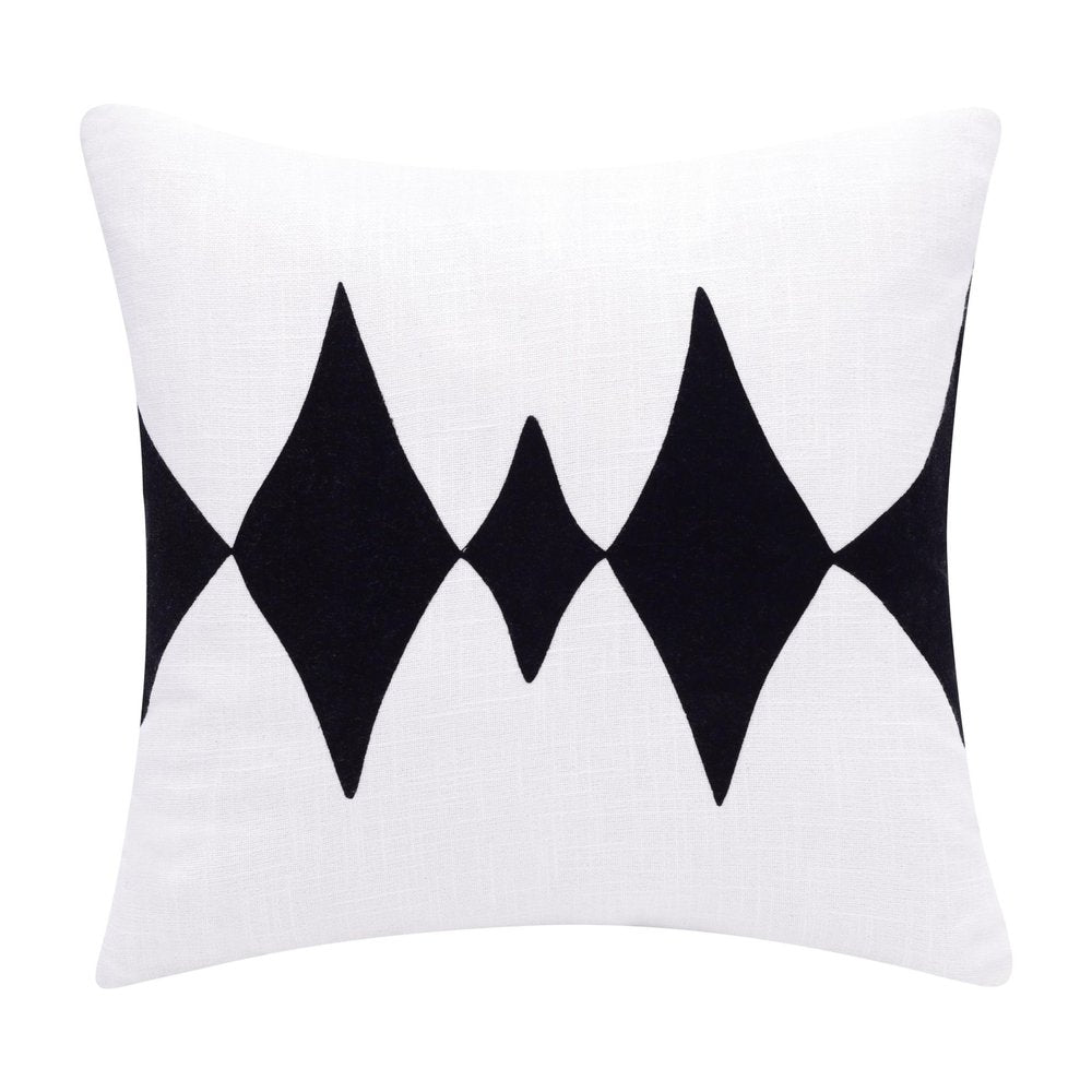 20" Black And White Diamond Cotton Blend Throw Pillow Cover