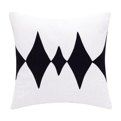 20" Black And White Diamond Cotton Blend Throw Pillow Cover