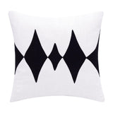 20" Black And White Diamond Cotton Blend Throw Pillow Cover