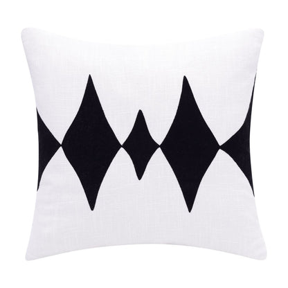 20" Black And White Diamond Cotton Blend Throw Pillow Cover