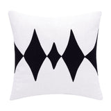 20" Black And White Diamond Cotton Blend Throw Pillow Cover