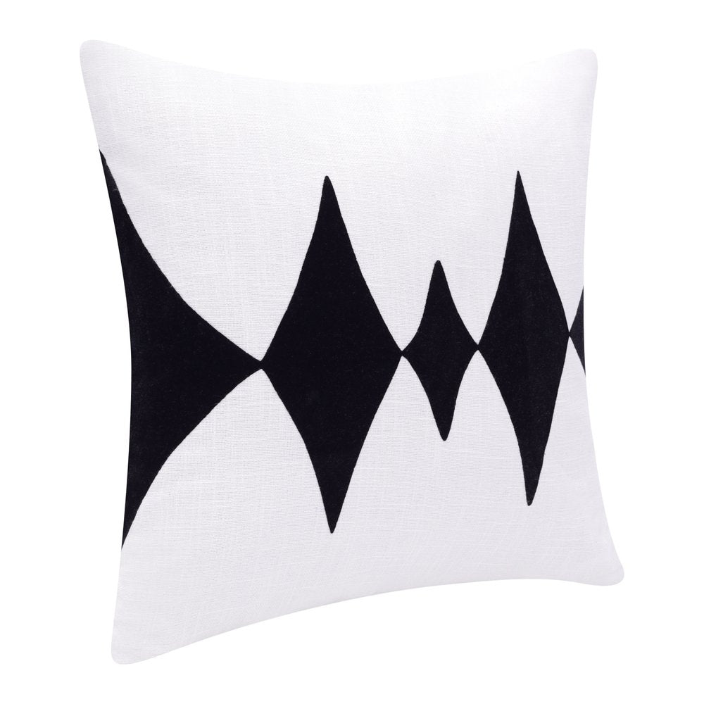 20" Black And White Diamond Cotton Blend Throw Pillow Cover