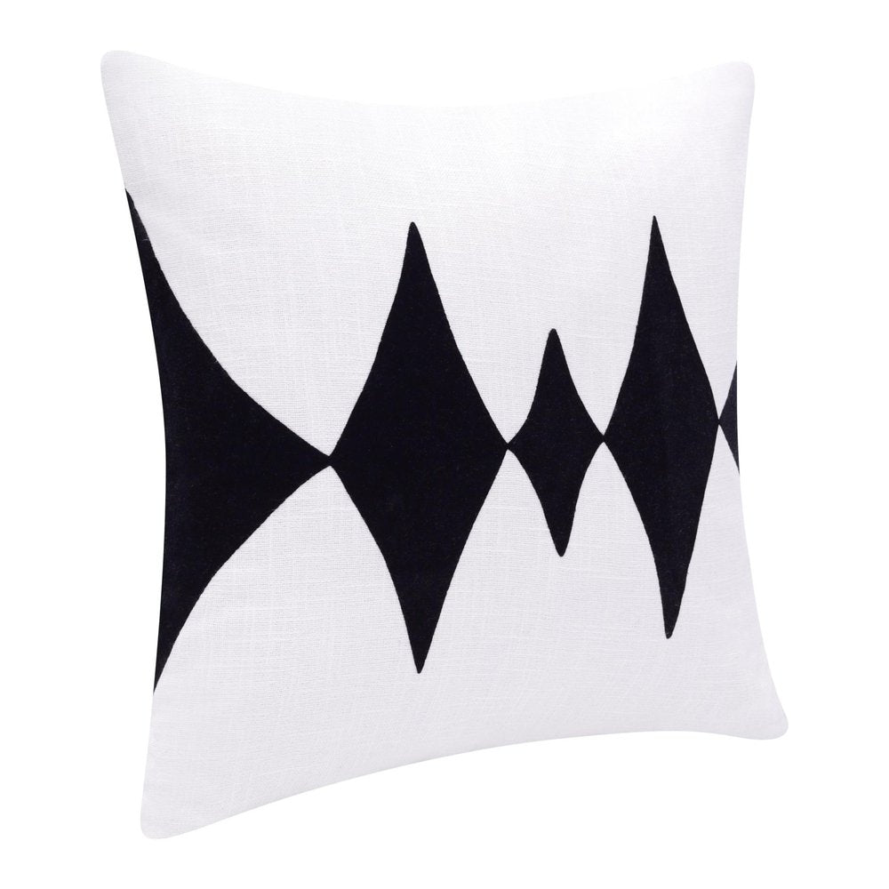 20" Black And White Diamond Cotton Blend Throw Pillow Cover