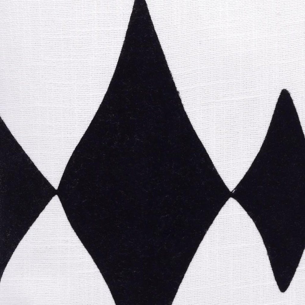 20" Black And White Diamond Cotton Blend Throw Pillow Cover