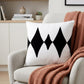 20" Black And White Diamond Cotton Blend Throw Pillow Cover