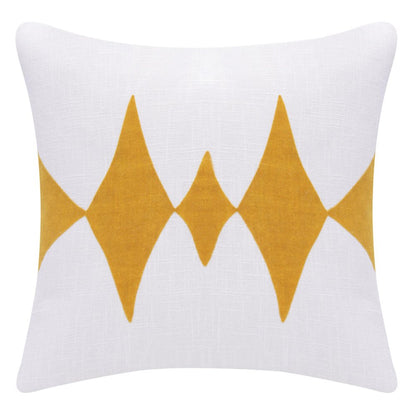 20" Ochre And White Diamond Cotton Blend Throw Pillow Cover