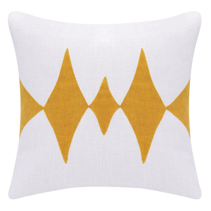 20" Ochre And White Diamond Cotton Blend Throw Pillow Cover