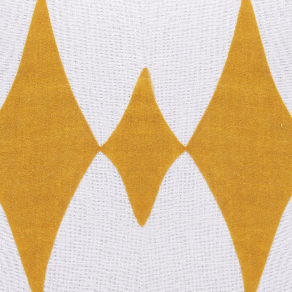 20" Ochre And White Diamond Cotton Blend Throw Pillow Cover