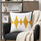 20" Ochre And White Diamond Cotton Blend Throw Pillow Cover