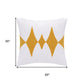 20" Ochre And White Diamond Cotton Blend Throw Pillow Cover