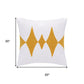 20" Ochre And White Diamond Cotton Blend Throw Pillow Cover