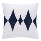 20" Blue And White Diamond Cotton Blend Throw Pillow Cover