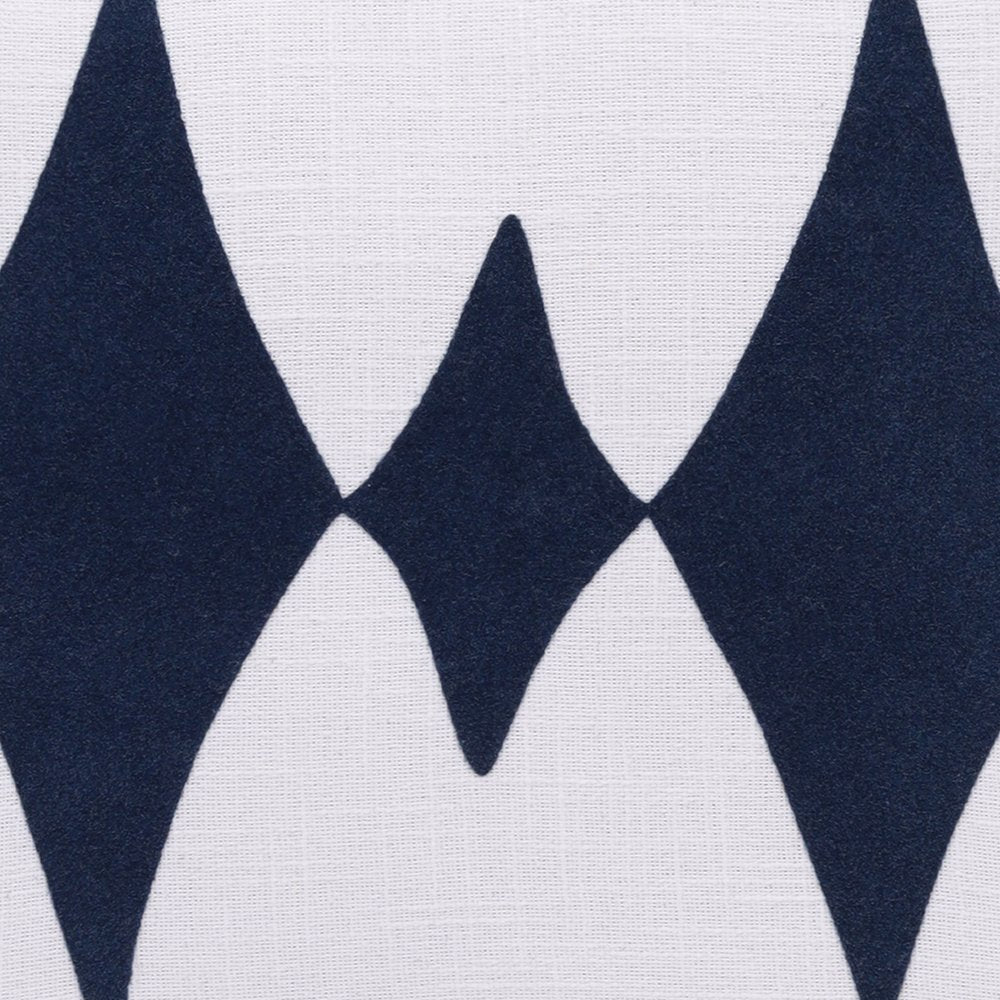 20" Blue And White Diamond Cotton Blend Throw Pillow Cover