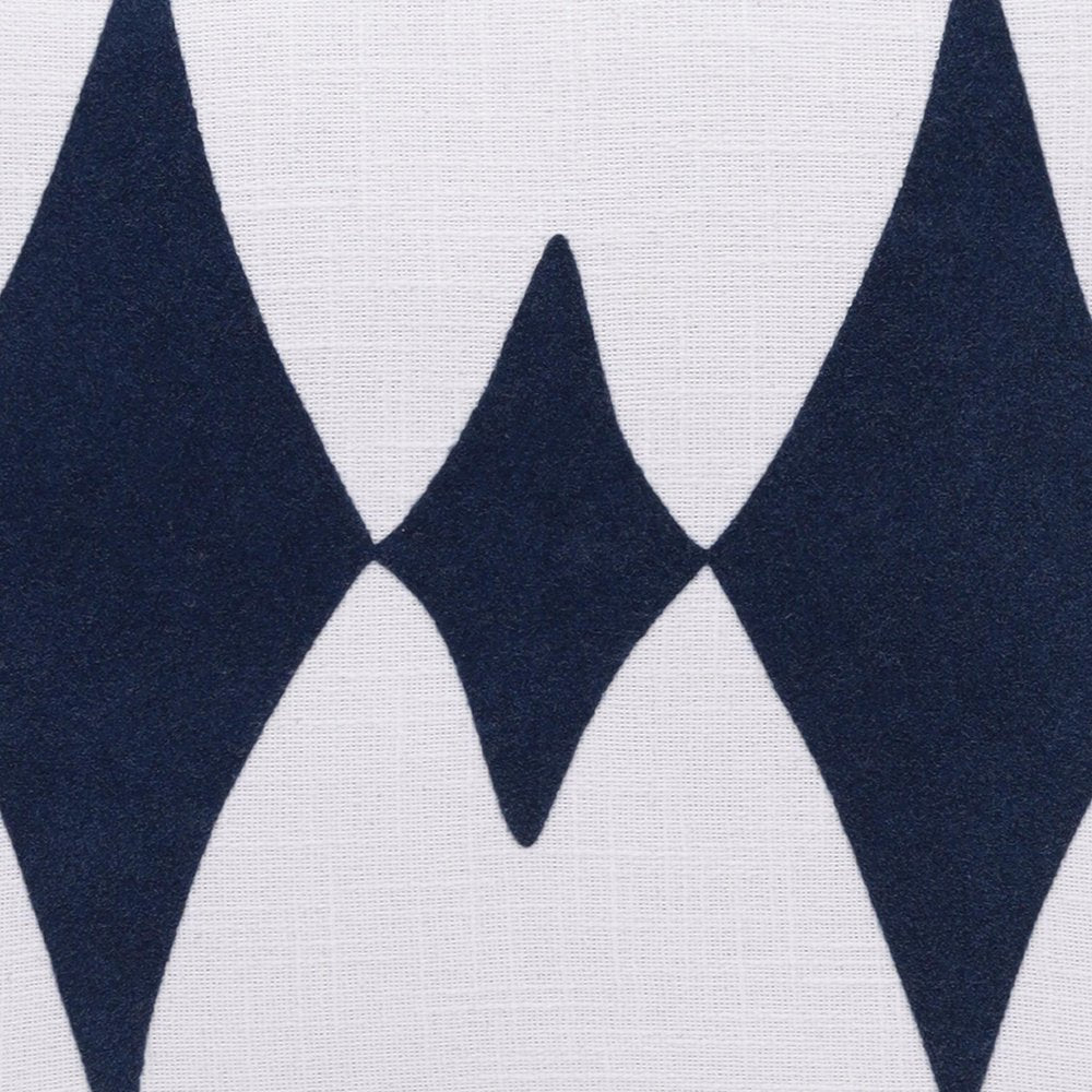 20" Blue And White Diamond Cotton Blend Throw Pillow Cover