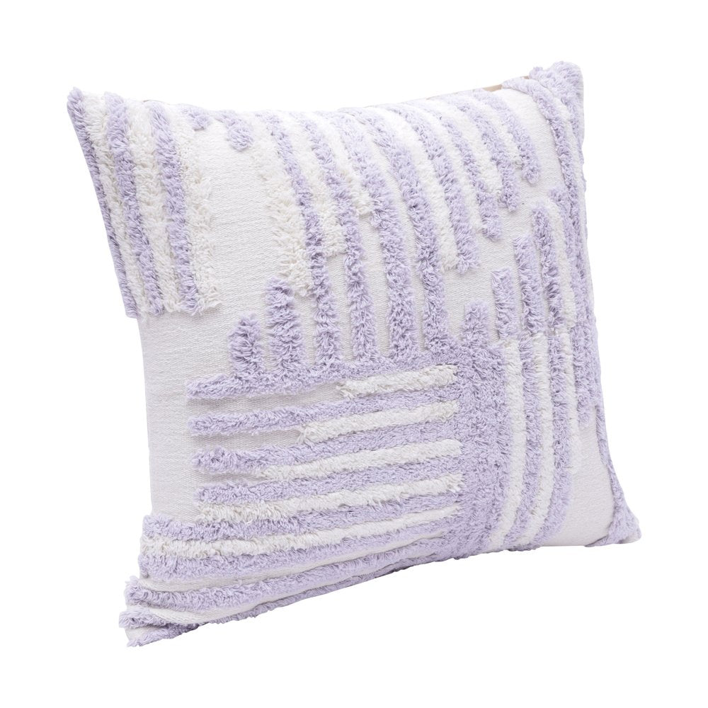 22" Purple And White Geometric Cotton Throw Pillow Cover