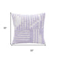 22" Lilac And White Geometric Cotton Throw Pillow Cover with Tufts
