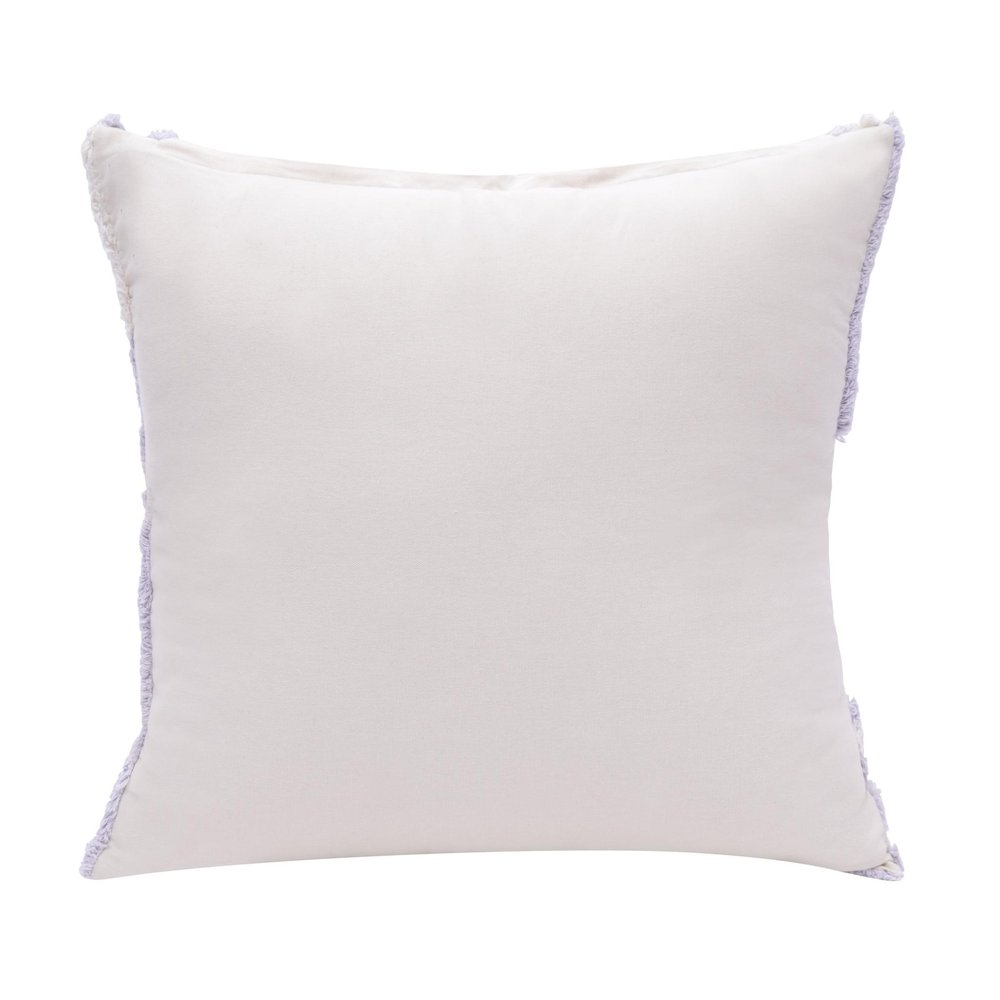 22" Lilac And White Geometric Cotton Throw Pillow Cover with Tufts