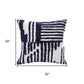 22" Blue And White Geometric Cotton Throw Pillow Cover with Tufts