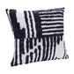 22" Blue And White Geometric Cotton Throw Pillow Cover with Tufts