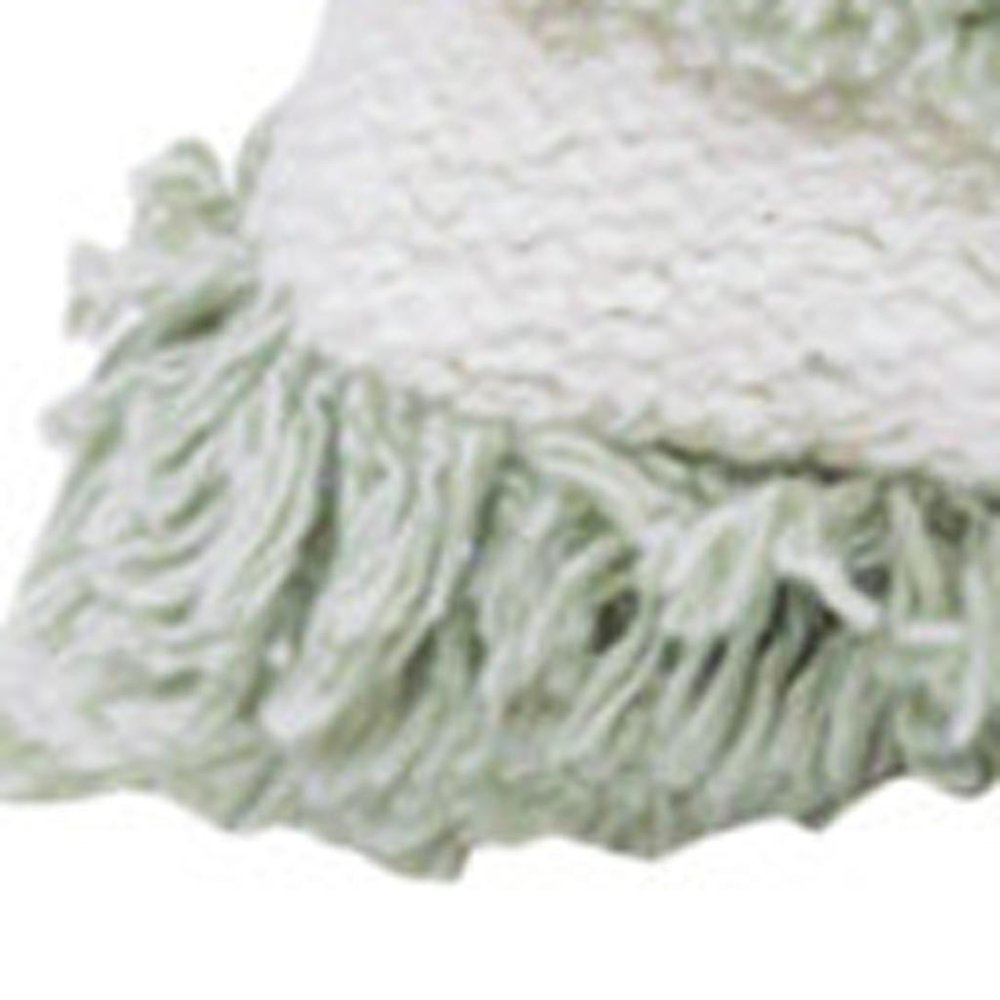 22" Green And White Geometric Cotton Throw Pillow Cover with Tufts