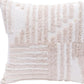22" Beige And White Geometric Cotton Throw Pillow Cover with Tufts