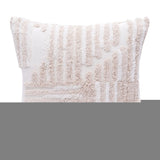 22" Beige And White Geometric Cotton Throw Pillow Cover with Tufts