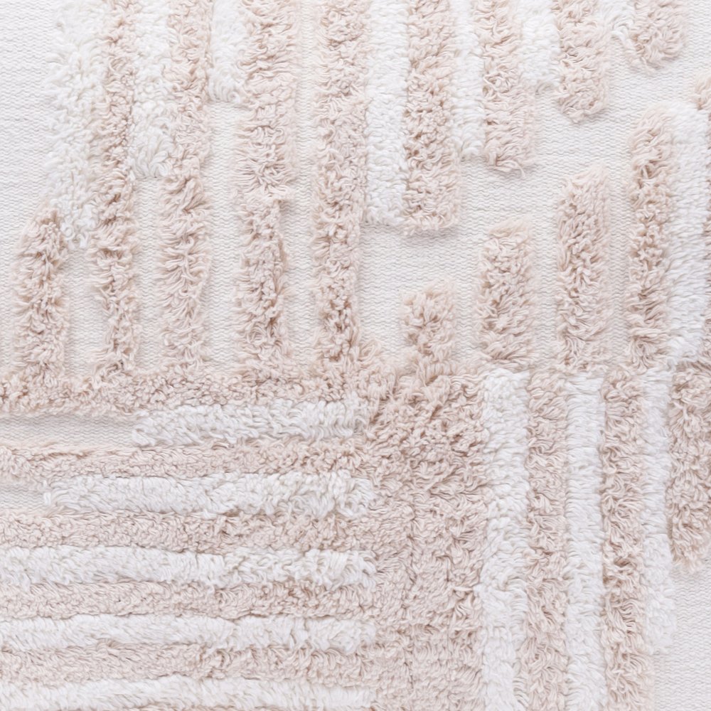 22" Beige And White Geometric Cotton Throw Pillow Cover