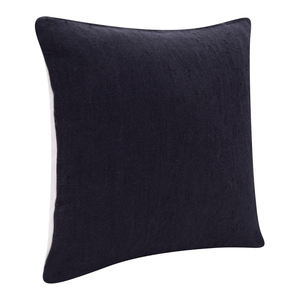 20" Black Linen Blend Throw Pillow Cover