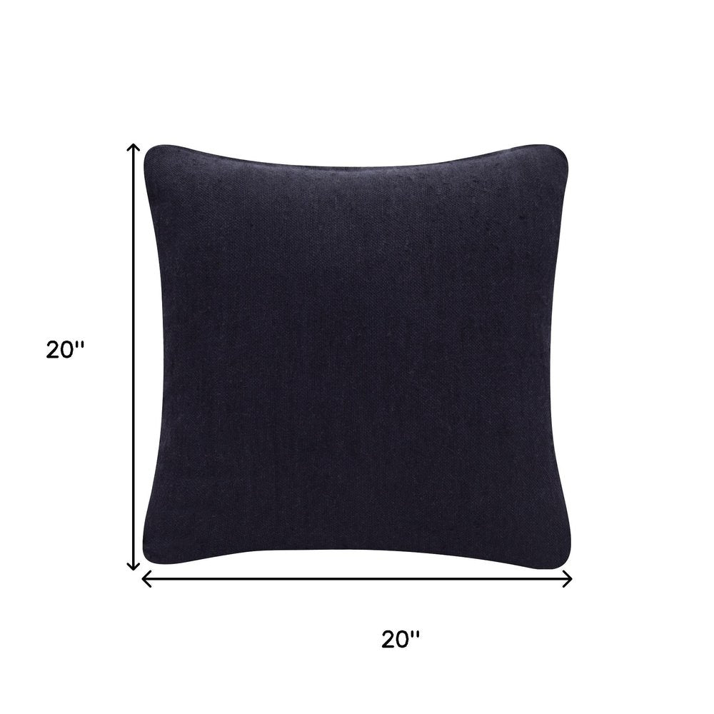 20" Black Linen Blend Throw Pillow Cover