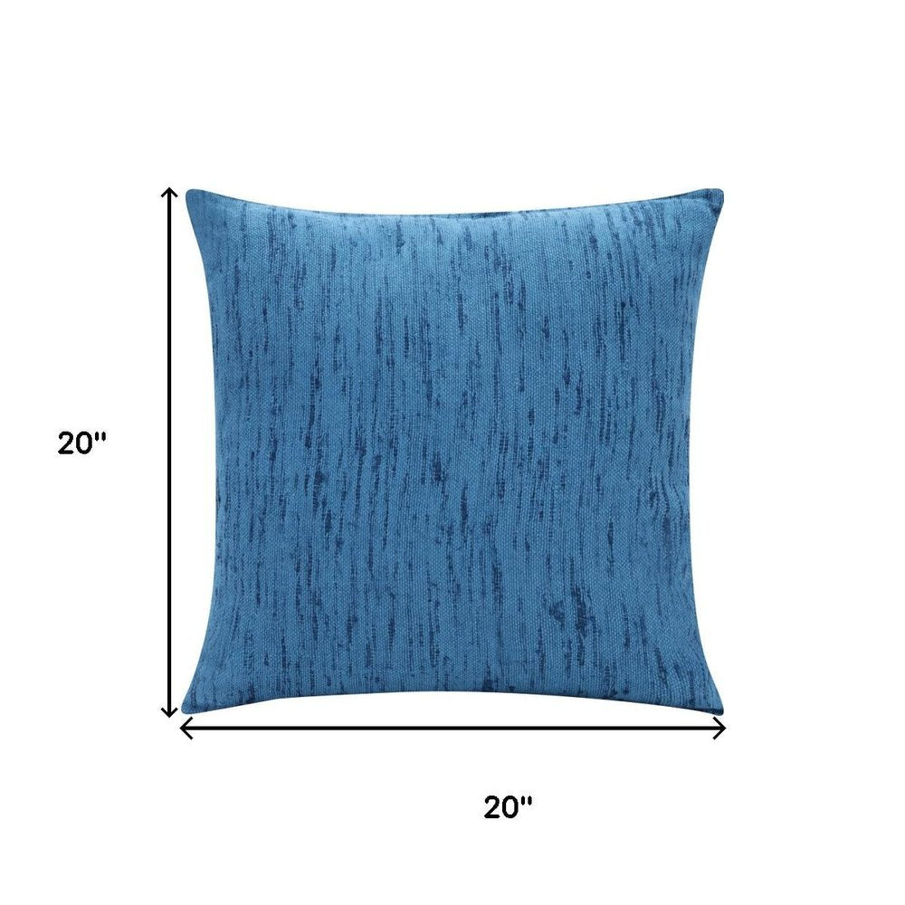 20" Blue Linen Blend Throw Pillow Cover