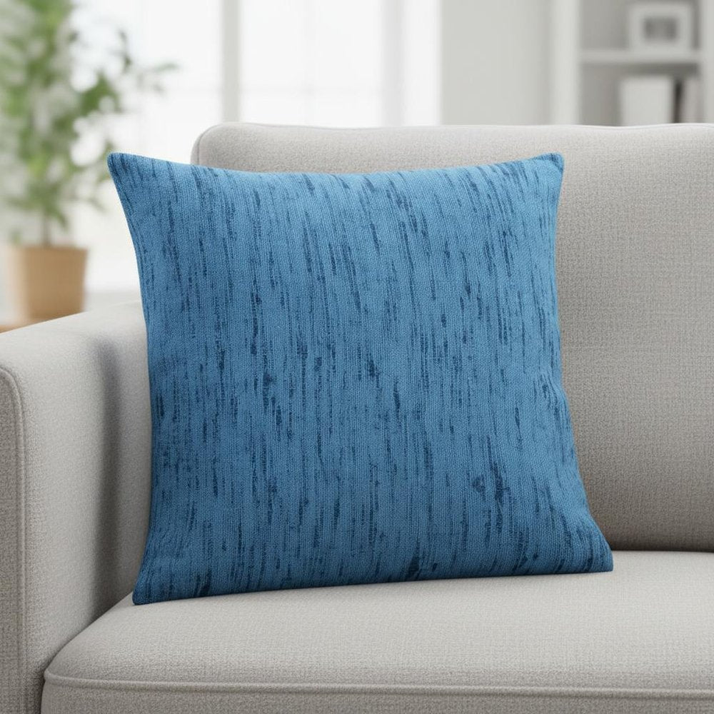 20" Blue Linen Blend Throw Pillow Cover