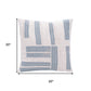 20" Blue And Ivory Striped Cotton Blend Throw Pillow Cover