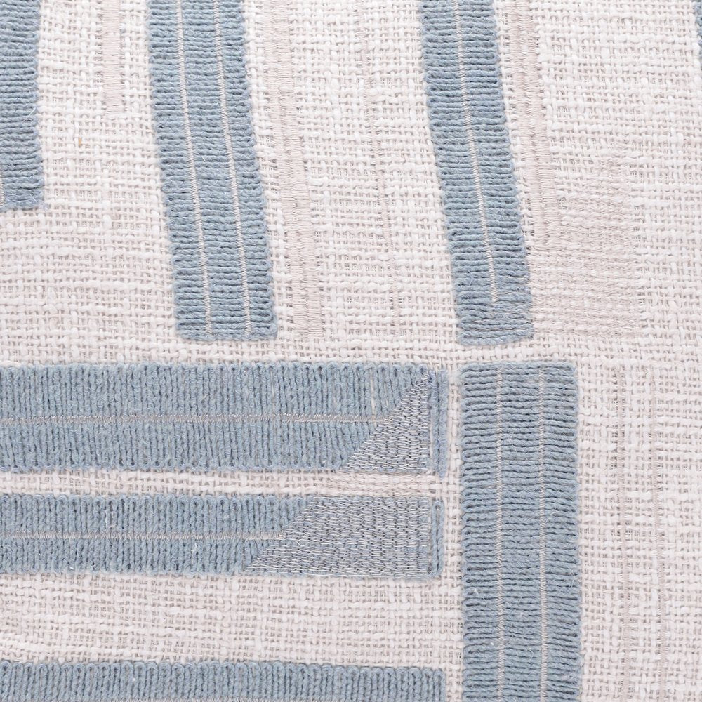 20" Blue And Ivory Striped Cotton Blend Throw Pillow Cover