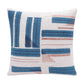 20" Teal Blue And Ivory Striped Cotton Blend Throw Pillow Cover