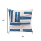 20" Teal And Ivory Striped Cotton Blend Throw Pillow Cover