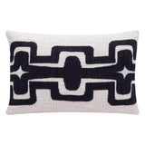16" X 24" Black And Ivory Lumbar Geometric Cotton Blend Throw Pillow Cover