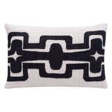 16" X 24" Black And Ivory Lumbar Geometric Cotton Blend Throw Pillow Cover