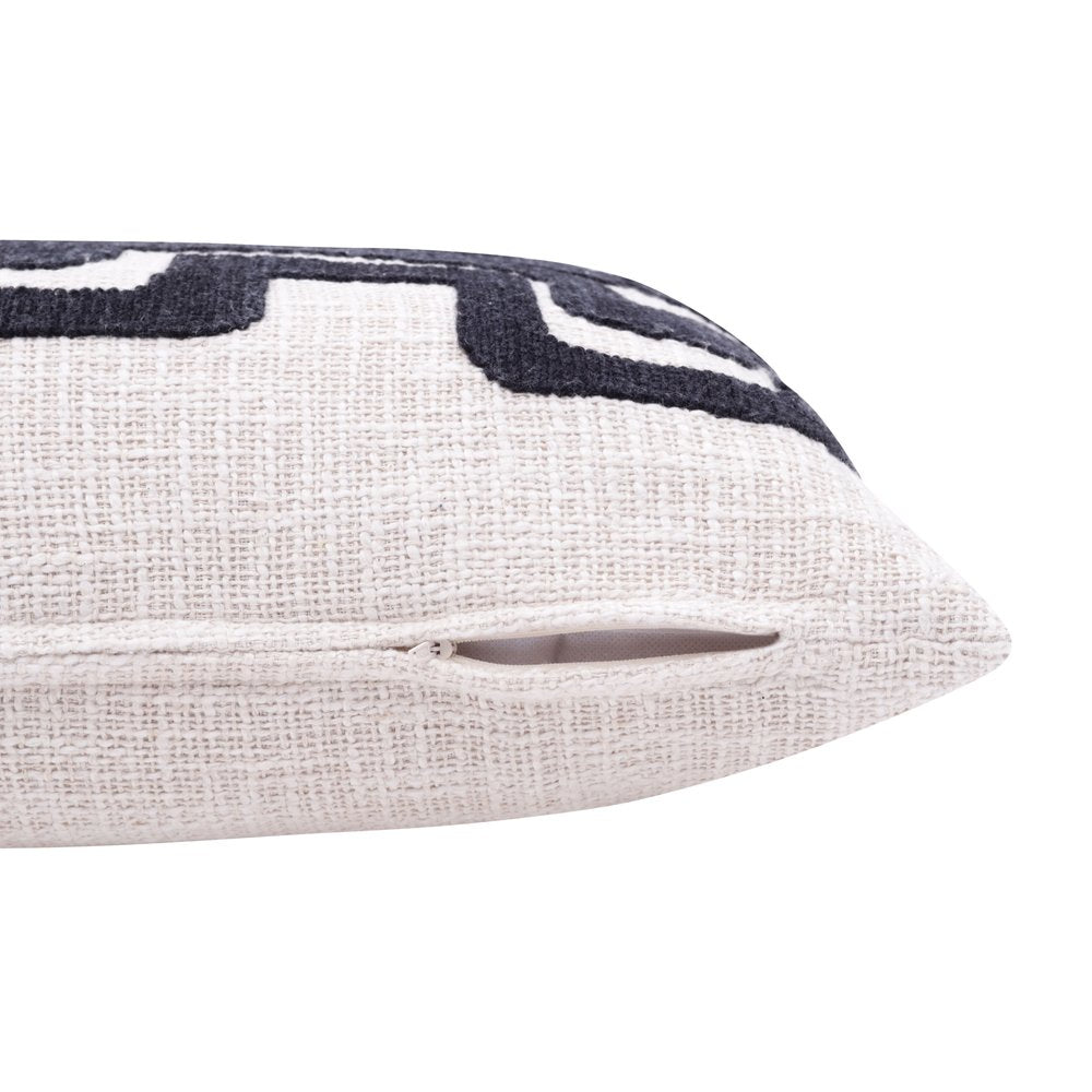 16" X 24" Black And Ivory Lumbar Geometric Cotton Blend Throw Pillow Cover