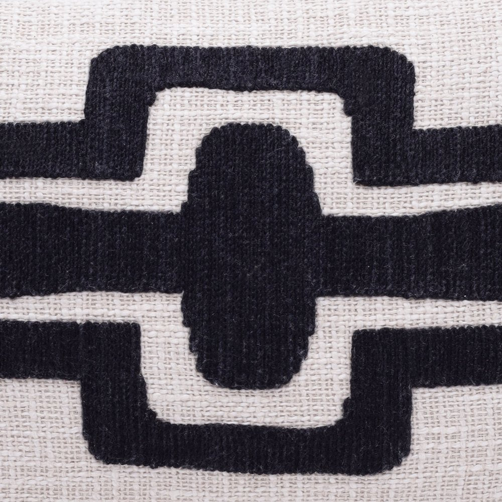 16" X 24" Onyx And Ivory Lumbar Geometric Cotton Blend Throw Pillow Cover