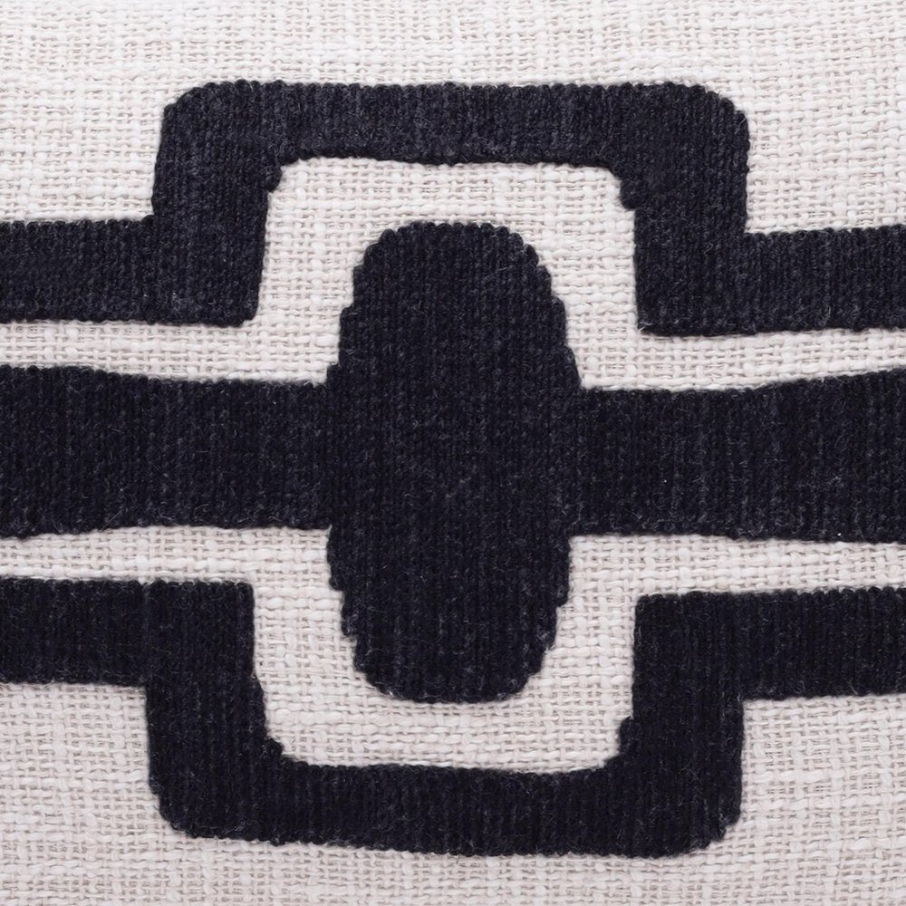 16" X 24" Black And Ivory Lumbar Geometric Cotton Blend Throw Pillow Cover