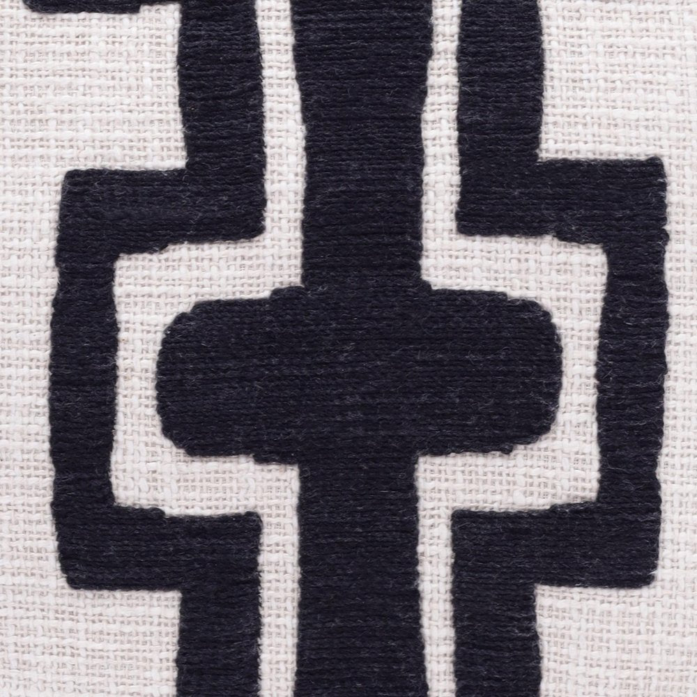 20" Black And Ivory Geometric Cotton Blend Throw Pillow Cover