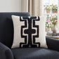 20" Black And Ivory Geometric Cotton Blend Throw Pillow Cover