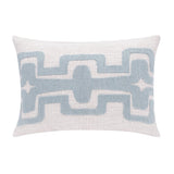16" X 24" Blue And Ivory Lumbar Geometric Cotton Blend Throw Pillow Cover