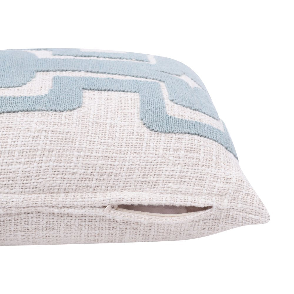 16" X 24" Blue And Ivory Lumbar Geometric Cotton Blend Throw Pillow Cover