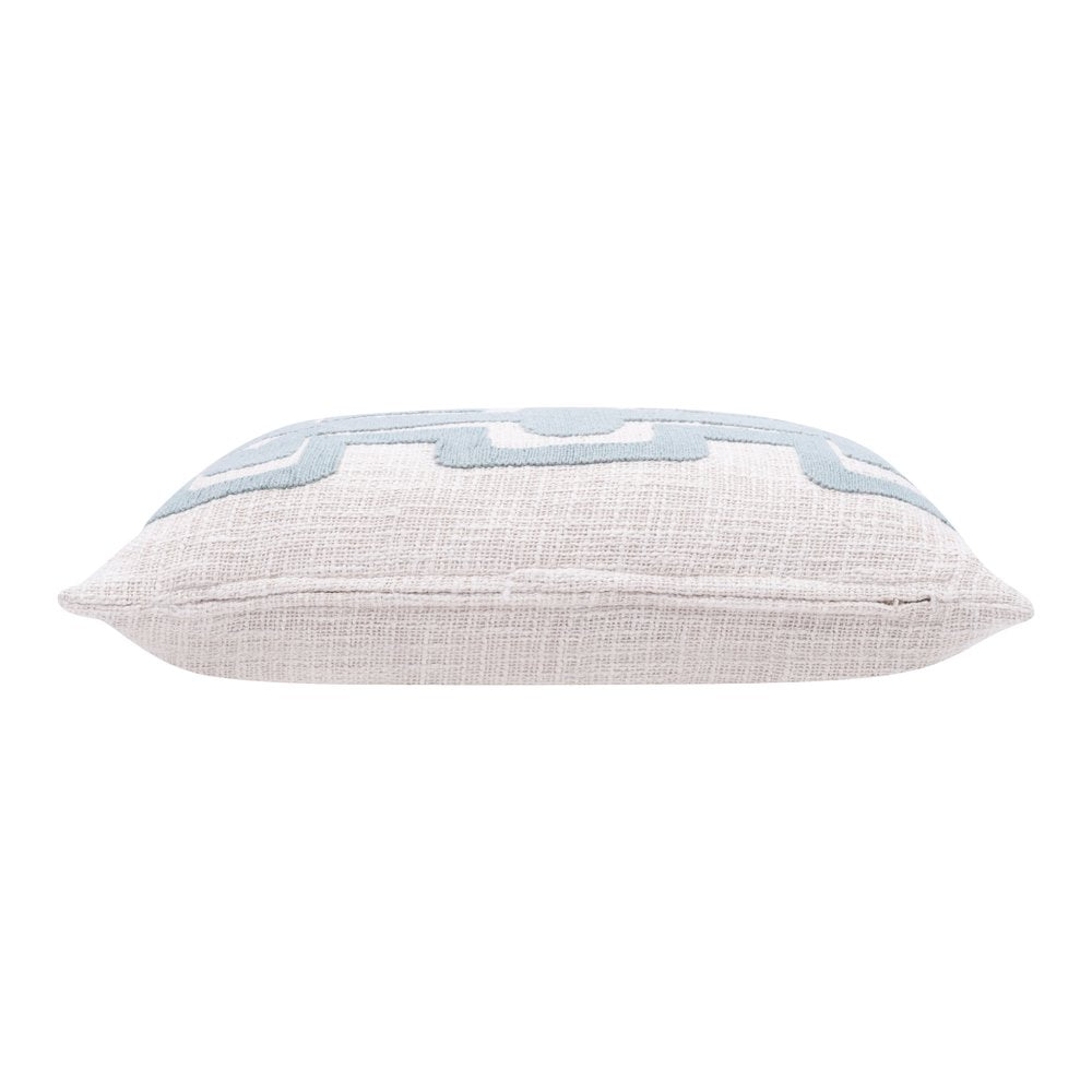 16" X 24" Blue And Ivory Lumbar Geometric Cotton Blend Throw Pillow Cover