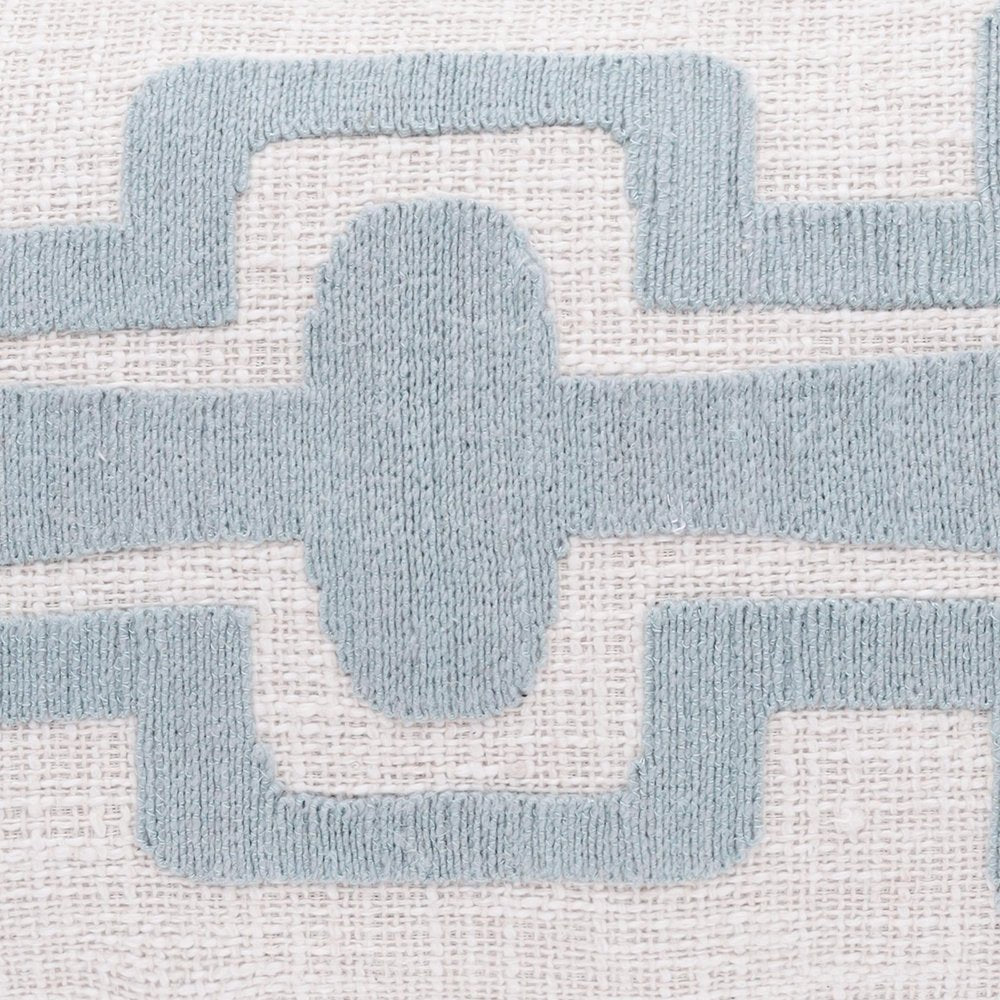 16" X 24" Blue And Ivory Lumbar Geometric Cotton Blend Throw Pillow Cover